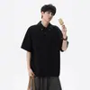 Camisa Polo Retro Estilo Coreano Camiseta de Manga Corta para Hombre Verano Nueva Marca de Moda Cleanfit Cuello Revere Versátil Top de Media Manga