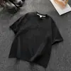 Camiseta de peso pesado estilo retro americano para hombre, 260G, una camiseta blanca de aspecto resistente con cuello Henley, una prenda de manga corta versátil