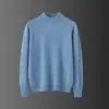 Ropa de Primera Línea Lana Pura Otoño e Invierno Hombres Suéter Pulóver Holgado de Cuello Medio Alto Punto Tejido Casual de Negocios