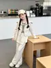 Conjunto de Sudadera con Cremallera Estilo Coreano para Niñas Otoño Nuevo con Pantalones de Pierna Ancha Acampanados, Chaqueta Corta Infantil