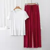 Conjunto novo de camiseta de manga curta e calça pantalona para mulheres para primavera e verão, moda loungewear plus size em modal, pijama casual de duas peças