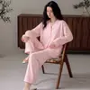 Pode fazer dropshipping de pijamas femininos para primavera e outono, algodão puro, finos, de manga comprida, novos 2026, verão, elegantes, toque de alta qualidade, roupa de casa