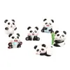 Creativa Linda Redonda Linda Muñeca Panda Rojo Jardinería DIY Decoración Coche Escritorio Micro Paisaje Pequeños Adornos