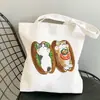 Comercio Exterior Transfronterizo Bolsa de Lona Estampada de Gato Tiburón Kawaii Bolso de Hombro Harajuku Bolso de Compras Portátil de Moda