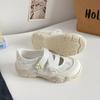 Zapatos de Lona Velcro Lindos y Quirky de Estilo Europeo, Suela Gruesa, Punta Ancha, Tenis Casuales Blancos para Aumentar la Altura 2025 B2531