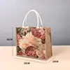 Bolsa de lona estilo retro pintada al óleo a medida, gran capacidad, perfecta para ir de compras, con cierre magnético oculto, y disponible con impresión de logotipo