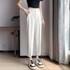 Pantalones de Verano para Mujer 2023 de Tubo Recto Sueltos Cintura Alta Adelgazantes Recortados Casuales Grises Combinan con Todo