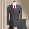 Conjunto de Traje para Hombre para Primavera y Otoño, Traje de Lana de Negocios para Boda Juvenil, Esmoquin de Lujo para Novio