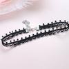 Coleção 4 Corrente de Pescoço TikTok Colar de Renda Preta CHOKER Corrente Curta para Clavícula Colar de Corrente de Lã Moda