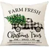 Juego de Fundas de Almohada Transfronterizas para Navidad Europea y Americana, Funda para Cojín de Sofá de Sala de Estar, Funda para Almohada de Cintura con Reno Papá Noel Árbol, Suministro de Fábrica