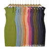 Vestido bodycon de tubo ajustado que revela el busto con amarre para mujer, nuevo estilo de verano 2025, estilo chica picante, color sólido, sin hombros, vestido interior