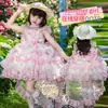 Vestido de Verão para Meninas 2026 Novo Estilo Moda Infantil Lolita Vestido de Verão para Bebê Menina Sem Mangas de Alça Vestido Princesa