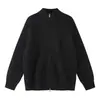 Ropa Vintage Yidao Otoño 2026 Nuevo Estilo Japonés Simple Color Sólido Estilo Old Money Cuello Semi Alto Cremallera Doble Cárdigan de Punto para Hombre