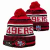 Gorro de Punto Cálido para Otoño e Invierno de la NFL para Hombres y Mujeres con Letras Bordadas de Estilo Pop y Pompón
