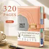 Agenda diaria versión inglesa 2027 transfronteriza, calendario de una página por día, manual de eficiencia horaria, cuaderno personalizable