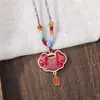 Novo Estilo Chinês Brocado Song Dupla Face Ping An Ru Yi Fechadura Colar Pingente de Borla Feito à Mão Acessórios Hanfu DIY Atacado