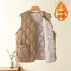 Directo del fabricante: Chaleco de seda y algodón engrosado para otoño e invierno para mujeres de mediana edad y mayores, corte ajustado, talla grande, a prueba de viento y resistente al frío, transfronterizo