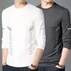 Camiseta de manga larga nueva para hombre de primavera y otoño 2026, simple y casual, top básico versátil