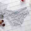 Roupa Íntima de Renda para Meninas Calcinha de Algodão Puro com Forro Antibacteriano Transparente de Cintura Baixa Levanta Bumbum Laço Calcinha Feminina Sem Costura e Respirável