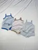 Conjunto de Chaleco Delgado sin Mangas Estilo Coreano de Verano para Niños y Niñas, Atuendo de Dos Piezas Transpirable y Refrescante a Rayas