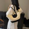 Bolsa de Ombro Tecida com Corda de Algodão de Grande Capacidade para o Dia a Dia 2025 Nova Moda Casual para Praia Férias Bolsa Tote Portátil