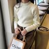 Suéter Básico Suave y Esponjoso para Niñas Otoño/Invierno 2025 Versátil Cuello Medio Alto Punto para Niñas y Niñas Mayores