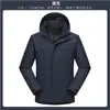 Jaqueta outdoor três em um forrada com plumas para homens e mulheres, destacável, à prova de vento, impermeável, adequada para montanhismo e trabalho, personalizável