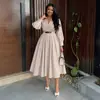 Ropa Femenina Transfronteriza Europea y Americana Verano 2026 Nuevo Estilo Elegante Solapa Cintura Ajustada Vestido Camisa de Longitud Media Manga Larga