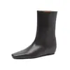 Versión de cuero ~5CM de aumento de altura interior botas de jinete para mujer 2026 nuevas botas de moda botas retro de punta cuadrada de media pantorrilla botas versátiles para el tobillo