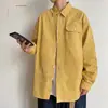 Comercio electrónico transfronterizo, nueva colección de otoño 2006, camisa de manga larga para hombre de color liso, camisa holgada estilo japonés, prenda de abrigo de moda