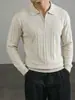 2026 Novo Outono Estilo Britânico Slim Fit Gola Manga Longa Roupa de Baixo Tricô Suéter Simples Masculino para o Trabalho