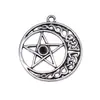 33x30mm 3.1g Plata Antigua Joyería Hecha a Mano Accesorios Sol, Luna y Estrellas Estrella de Cinco Puntas Luna Creciente Colgante