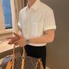 Camisa Masculina Casual Americana Retro Tendência Verão Xadrez Bolha Caimento Leve Manga Curta Solta Design Cool