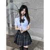 Traje Uniforme Jk Estudiante Femenina Uniforme Escolar Estilo Pura Pasión Aspecto Adelgazante de Cintura Camisa Jk Top Falda a Cuadros Falda Plisada Conjunto de Tres Piezas