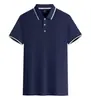 Nueva polo de manga corta de algodón peinado de 210 g con doble ribete y cuello de contraste, adecuada para uniformes corporativos, ropa de trabajo para equipos y estampado de logotipos