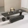Mesa de preparación de té de madera maciza estilo wabi-sabi, mesa de té estilo chino nuevo, escritorio de oficina minimalista moderno, mesa de centro, sala de estar, uso doméstico, tabla grande de madera original