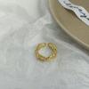 Anillo Retorcido de Doble Capa Estilo Coreano Ins con Textura Irregular Creativa de Alta Gama, Chapado en Cobre con Joyería de Oro Real