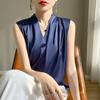 Más fácil para Combinar Satén Primavera y Verano 2025 Nuevo para Mujer Estilo Corto Delgado con Cuello en V Hombro Ancho con Top sin Mangas y Camisola