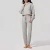 Traje Deportivo Transfronterizo Otoño e Invierno para Mujer, Sudadera con Capucha de Pana Acanalada con Aislamiento Térmico, Pantalones Casuales Sueltos para Fitness