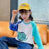 Versión coreana de ropa para niños camiseta de manga larga algodón estampado de dibujos animados camiseta para niñas otoño cuello redondo camiseta interior para niños una generación de pelo