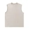 Fornecimento Exclusivo Transfronteiriço de Camiseta Masculina Casual Versátil de Verão Nova, Sem Mangas, Gola Redonda, Lavada, Vintage, 230g, Solta