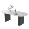 Mesa de comedor de piedra sinterizada INS color crema para el hogar, mesa y sillas de comedor ovaladas de lujo ligero, modernas y minimalistas, mesa de comedor combinada para restaurante