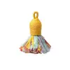 Primavera 2026 Estilo Étnico Cuerda de Algodón Colgante de Borla Pequeña Decoración de Llavero de Bolso Retro Artístico Cadena para Teléfono