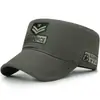 Chapéu Primavera e Verão Bordado de Estrela Verde Militar Moda Masculina Chapéu de Sol Boné Plano Boné Chapéu de Algodão Boné de Beisebol