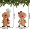Boneco de Pão de Gengibre de Natal Chapéu de Chefe Boneca em Posição Sentada Decorações Homem de Pão de Gengibre Homem Biscoito Boneca Enfeites Natal