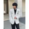 Design de Lantejoulas de Nicho Bordado 3D Branco Ombro Normal Blazer de Terno Masculino Vibe de Alto Padrão Canalha Lindo Temperamento Luxo Leve Terno de Negócios