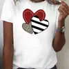 Camiseta de Verão da Moda Masculina e Feminina, Estampa de Padrão de Coração