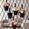 Cubo metálico negro para colgar en balcón, cubo para flores, cubo de hojalata, maceta colgante, cubo pequeño de hierro pastoral, maceta colgante