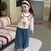 Conjunto de Dos Piezas para Niñas de Primavera y Otoño: Conjunto de Camiseta y Jeans, Estilo Coreano Dibujos Animados Manga Larga y Pantalones Largos, Elegante Conjunto de Dos Piezas para Bebés Niñas