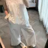 Pijama de mujer sencillo y casual estilo coreano con ribete de encaje, conjunto de camisola cómoda y pantalón largo de verano para tallas grandes